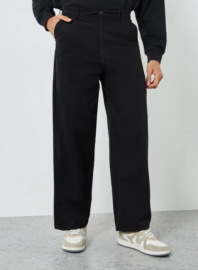 Styli black Men Black Wide Leg Trousers for Men | Best Price UAE